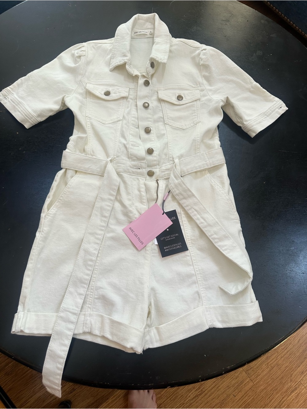 Avec Les Filles Cream Utility Romper NWT